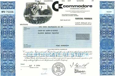 Original Commodore-Aktie